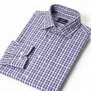 Neiman Marcus Purple and White Checkered Shirt